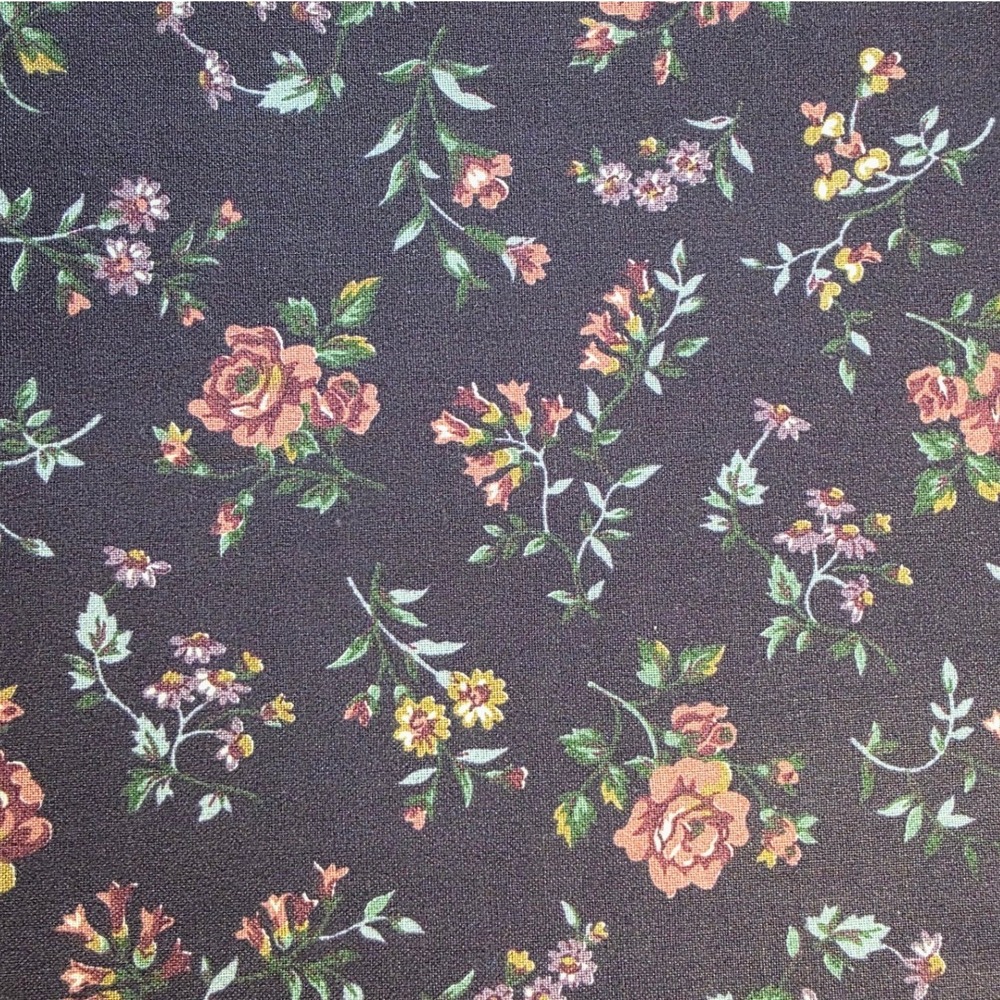 Floral Fabric Brown Terracotta Rose Botanical 44in x 1yd